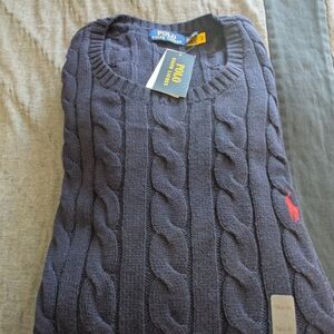 Polo Ralph Lauren Men's Cable Knit Navy Sweater Size XL TALL